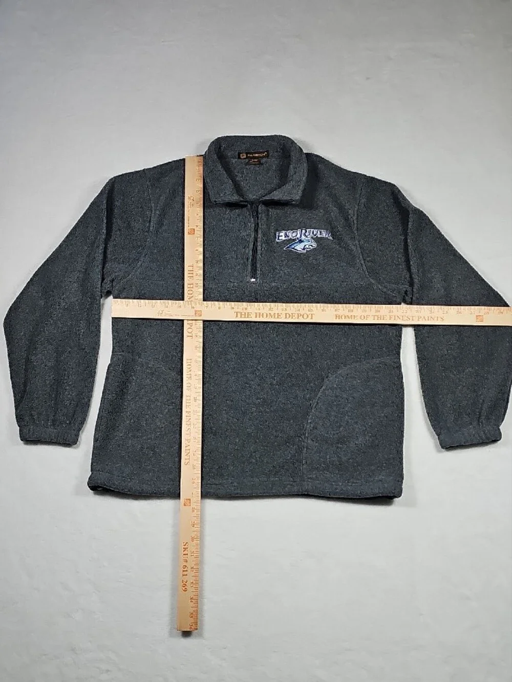 Eno River Men's Dark Gray Quarter Zip Fleece Pullover - Picture 4 of 8